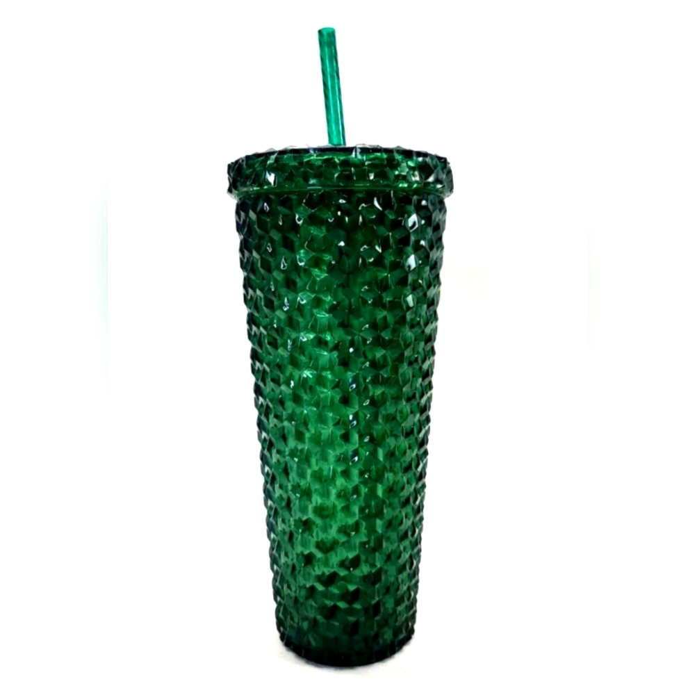 STUDDED JEWELED PLASTIC TUMBLER